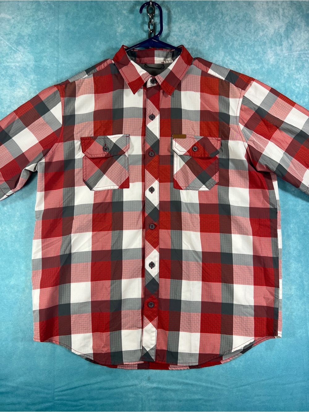 Orvis Red and Gray Plaid Button-Down Shirt